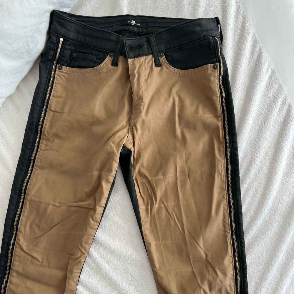 Black/ tan with zipper side 7 for all mankind jeans- size 27